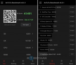 galaxy a71 antutu score