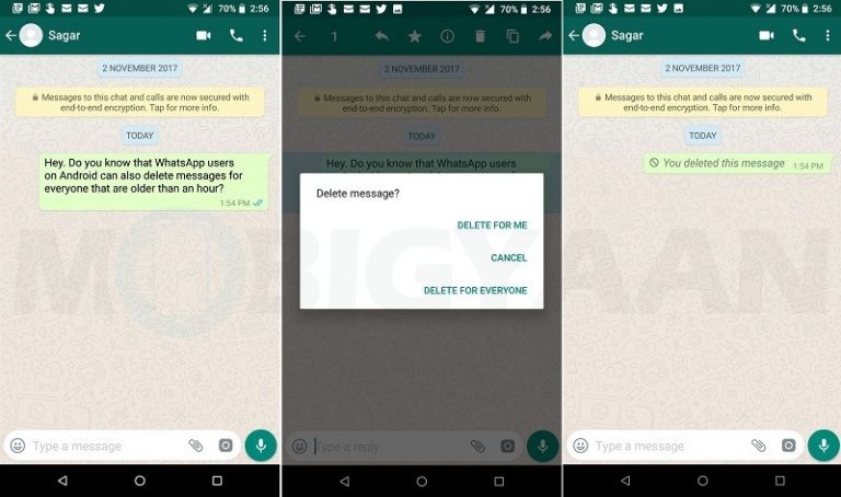 how to delete whatsapp voice message for everyone on android