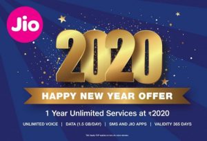 Jio 2020 Happy New Year Offer with 1-year plan costing ₹2020 launched