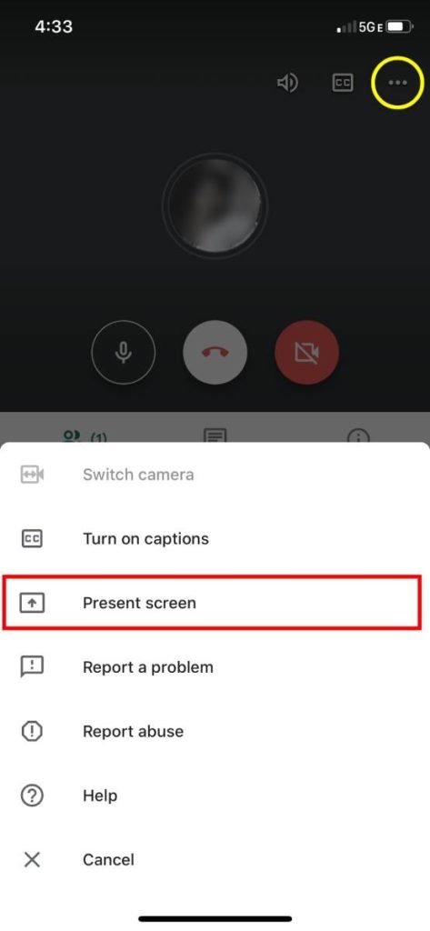 How to share your screen in Google Meet on iPhone