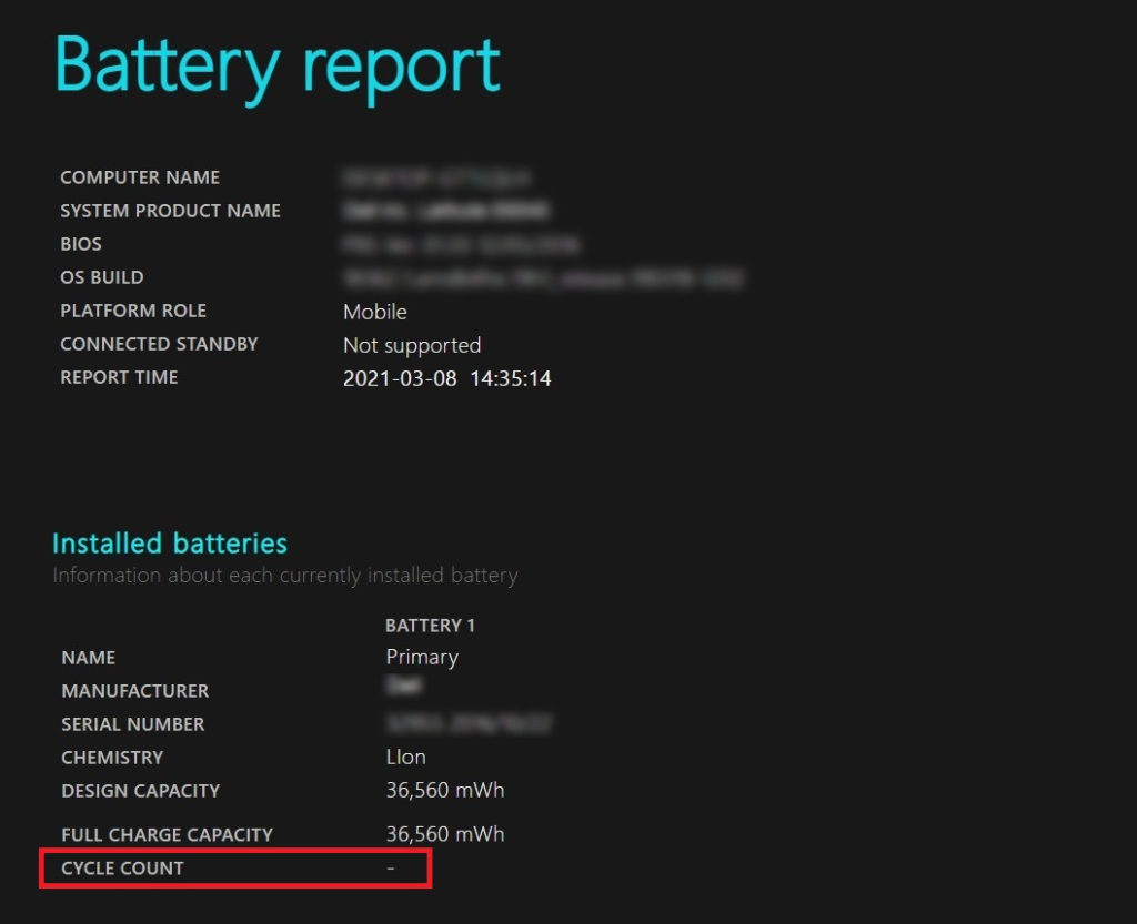 How to check Battery Cycle Count on Windows 10 laptop