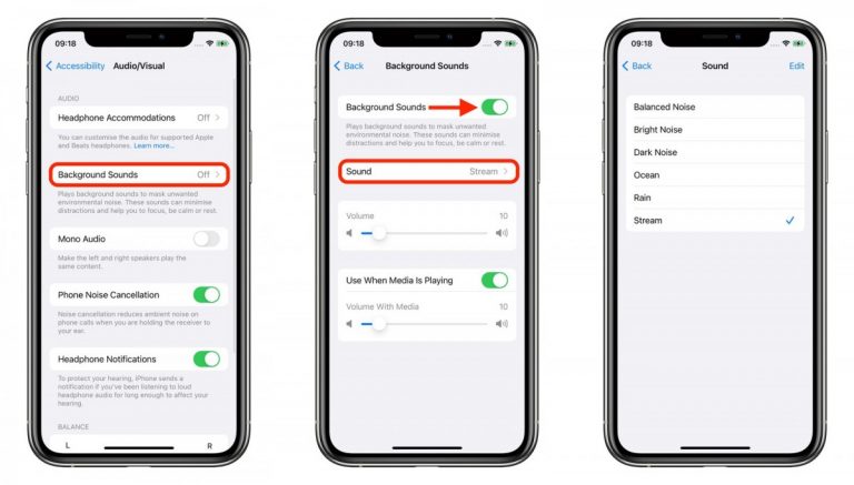 How to enable Background Sounds feature in Apple iPhone
