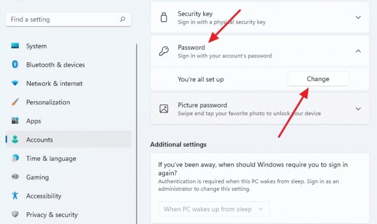 how to change password in windows 11 local account