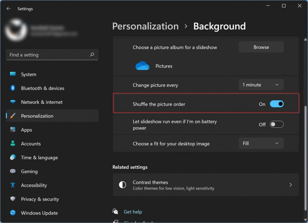 How to auto shuffle background wallpaper in Windows 11