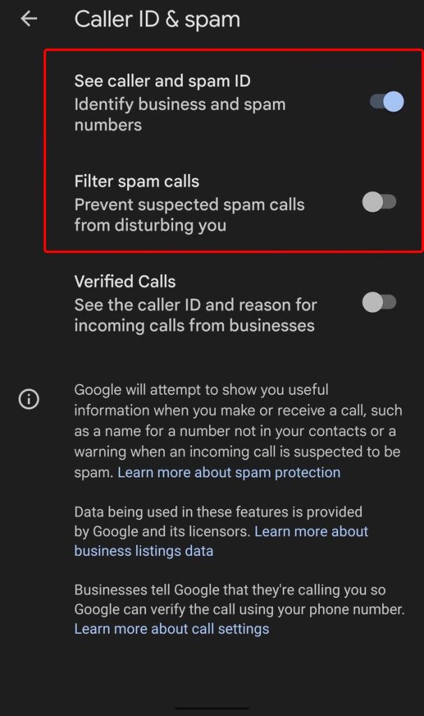 caller id and spam protection android