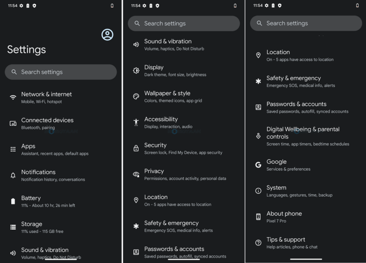 google pixel 7 pro video settings