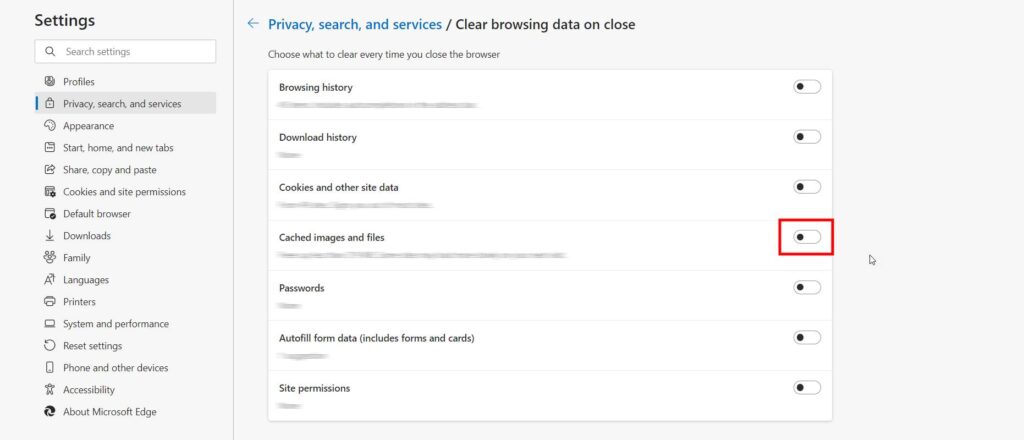 Set Chrome To Clear Cache On Exit