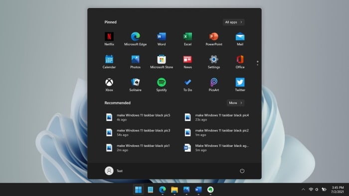 How to make Taskbar color Black in Windows 11