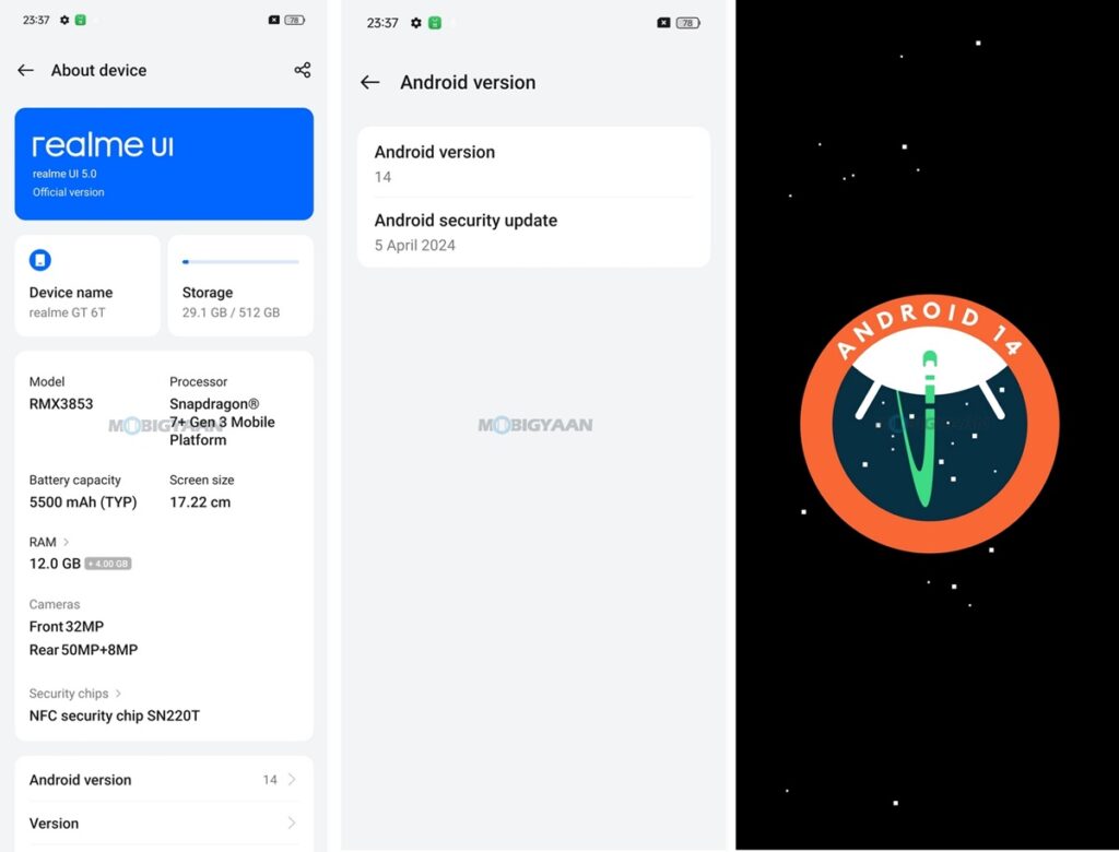 realme GT 6T Review realme UI 5.0 About Android 14