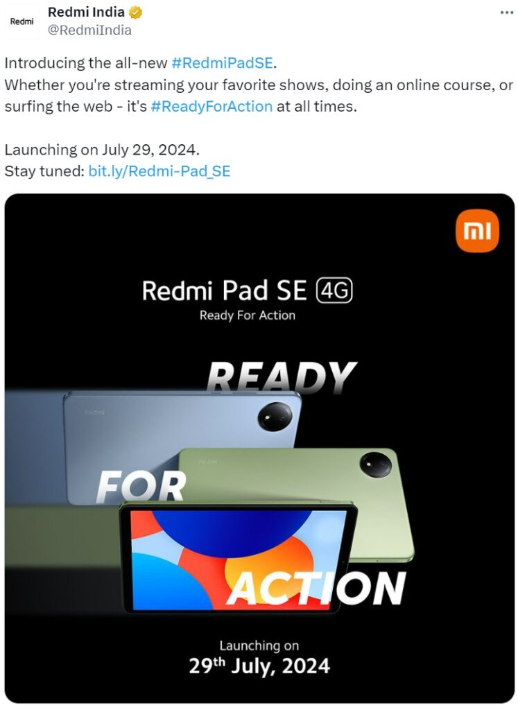 Redmi Pad SE 4G teaser x