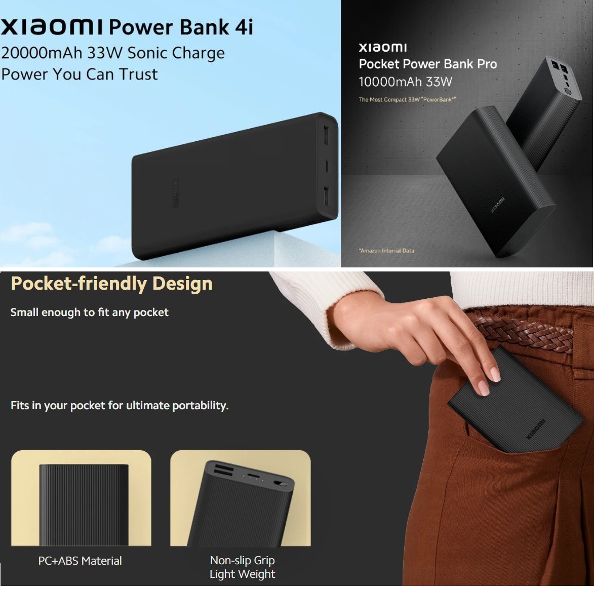 Xiaomi Power Bank 4i 20000mah and Xiaomi Pocket Power Bank Pro 10000mAh 33W 1