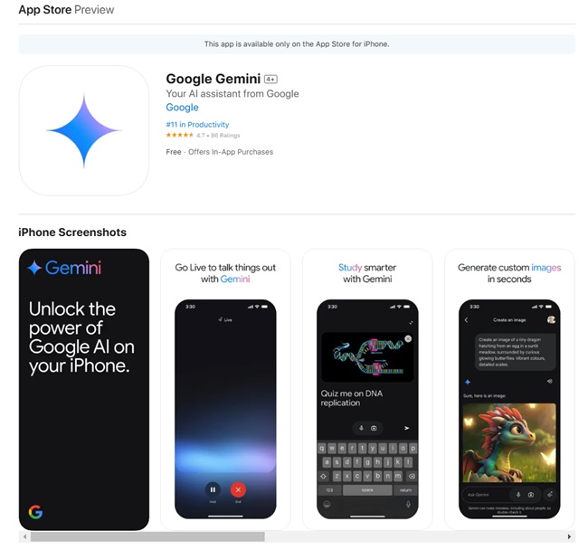 Google Gemini iPhone