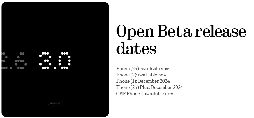 CMF Phone 1 Nothing OS 3 open beta