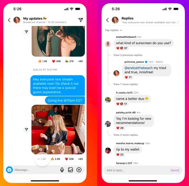 Instagram Broadcast Channel Replies