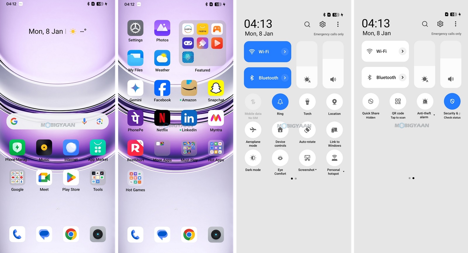 realme 14x 5G Review realme UI 5.0 Homescreen UI Control Center