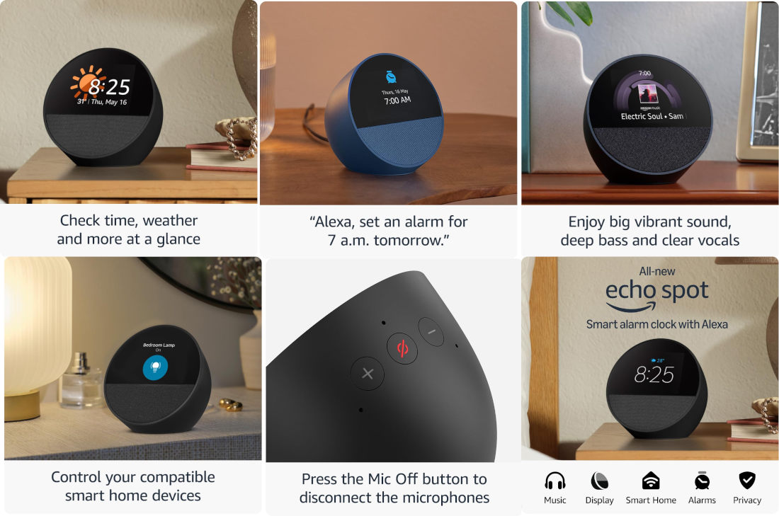 Amazon Echo Spot 2nd Gen features