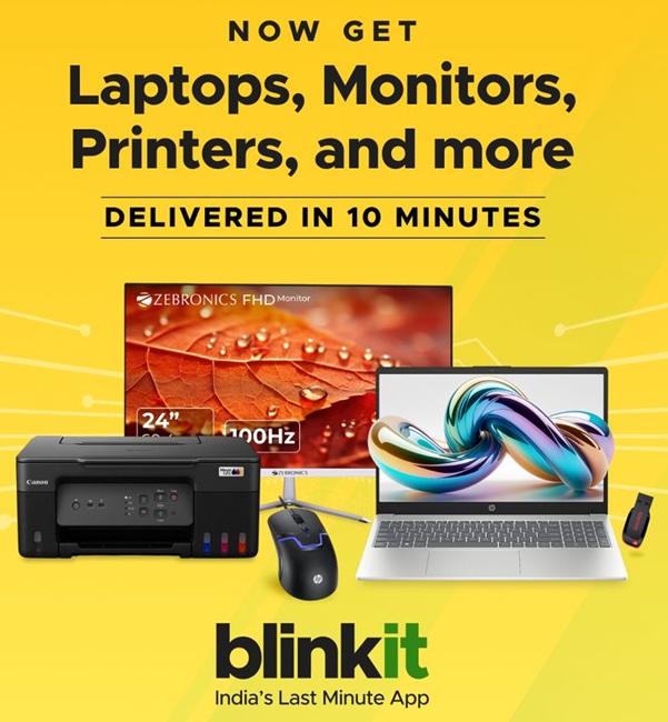 Blinkit 10 minutes Laptops Monitors Printers Delivery