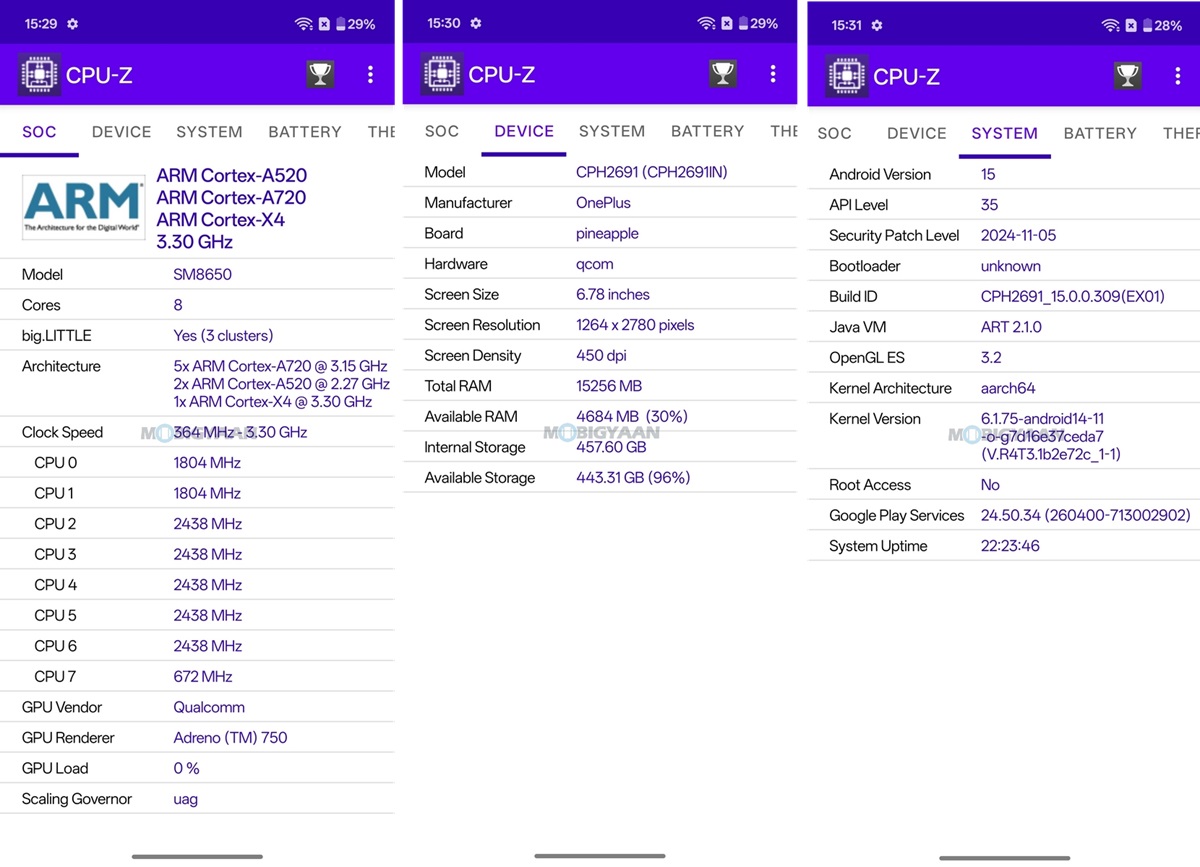 OnePlus 13R Review OxygenOS 14 CPU Z Benchmarks