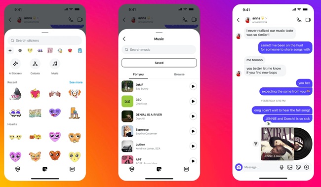 Instagram Music Stickers DMs