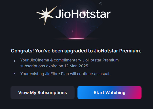 JioHotstar plan for JioCinema Premium subscribers