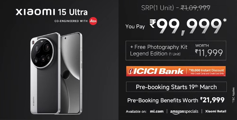 Xiaomi 15 Ultra price India pre booking offers