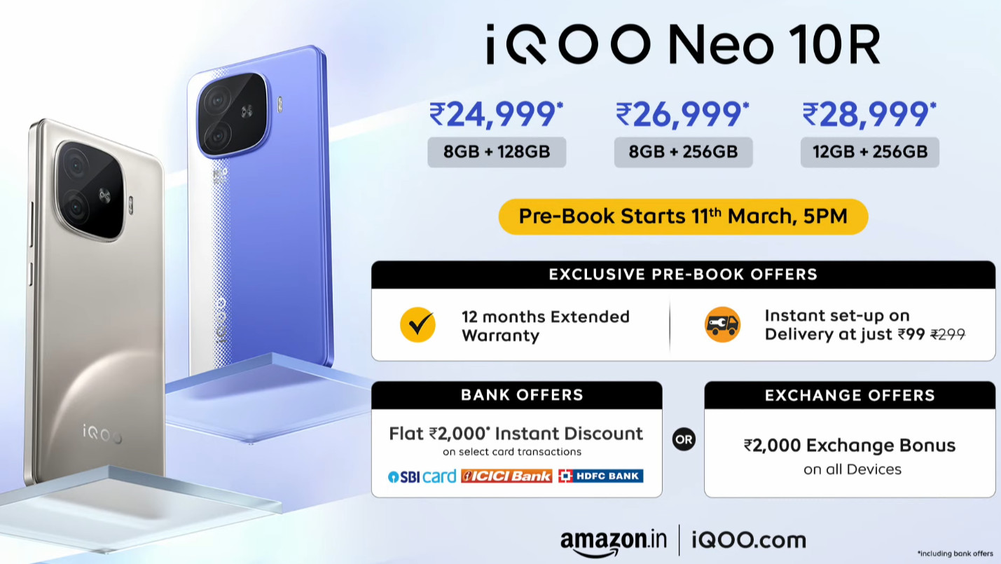 iQOO Neo 10R India launch offers